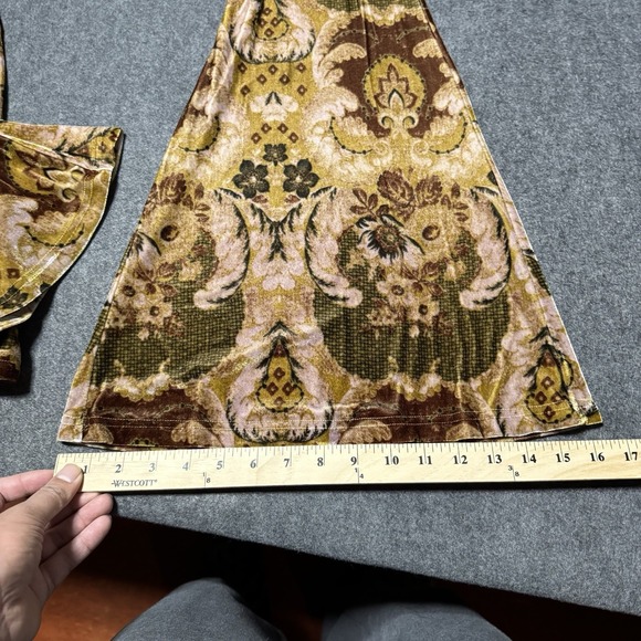 Free People Women's Velvet Flare Bell Bottom Pull On Pant Pattern Size XS Boho - Picture 10 of 10